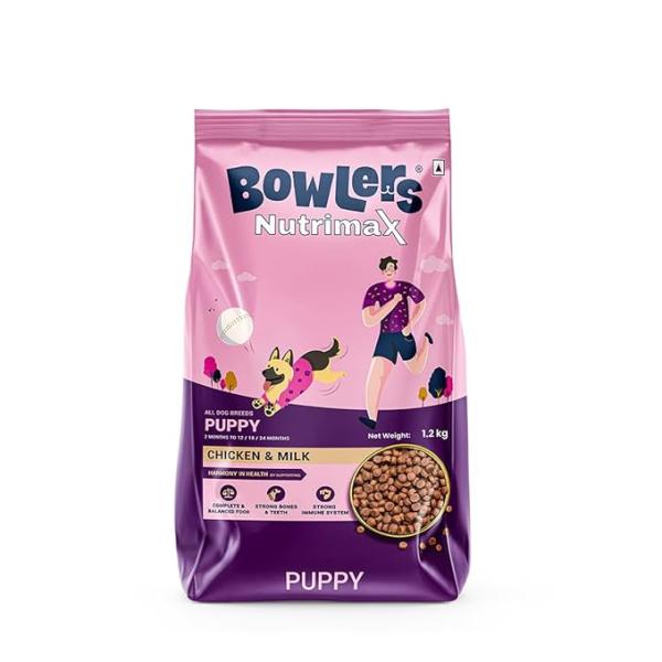 Bowlers Nutrimax Puppy Dry Dog Food | Chicken & Milk |1.2 kg | Smooth Digestion & Healthy Coat | Promote Healthy Growth | Strong Bones Development