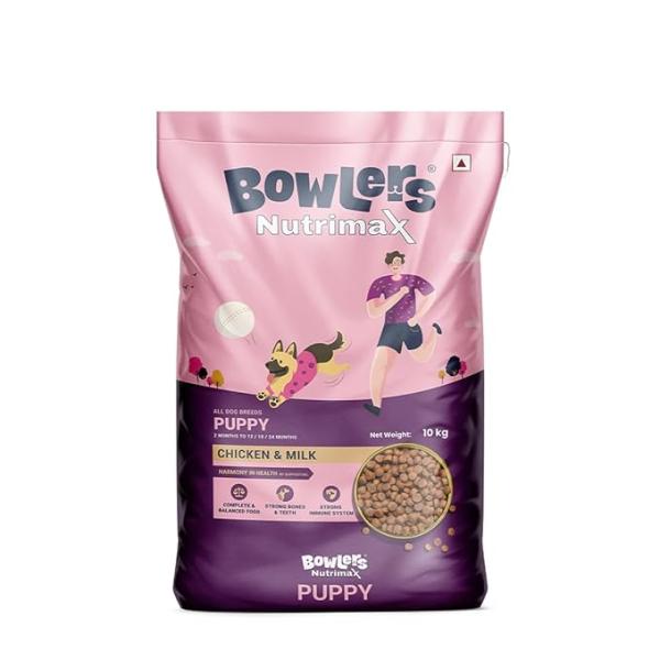 Bowlers Nutrimax Puppy Dry Dog Food | Chicken & Milk |10 kg | Smooth Digestion & Healthy Coat | Promote Healthy Growth | Strong Bones Development