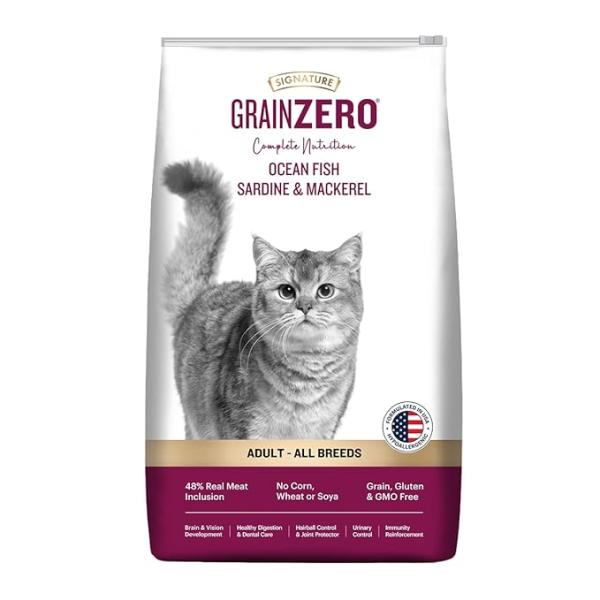 Grain Zero Adult Dry Cat Food 1.2kg | Ocean Fish, Sardine & Mackerel | 48% Fresh Fish Inclusion, No Grain Formula, Gluten-Free | Promotes Healthy Skin