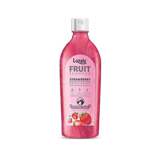 Lozalo Fruit Pet Shampoo 200 ml, Strawberry, Controls Bad Odour & Keep Pets Calm pH Balanced, Paraben Free Conditioning Shampoo for Dogs & Cats