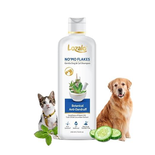 Lozalo Botanical No'mo Flakes Anti Dandruff Pet Shampoo - 250 ml, Anti Dandruff Shampoo for Dogs & Cats of All Breeds
