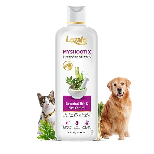 Lozalo Botanical My Shootix Anti Tick Pet Shampoo 500 ml, Tick and Flea Control Shampoo for Dogs & Cats of All Breeds, with Neem, Citronella