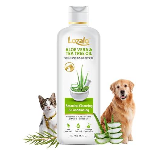 Lozalo Botanical Pet Shampoo - 500ml with Aloe Vera & Tea Tree Oil, Gentle, Nourishing, Cleansing & Conditioning Shampoo for Dogs and Cats, pH Balance