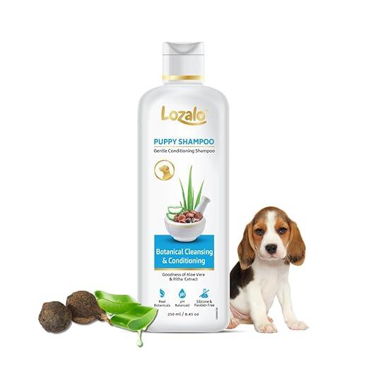 Lozalo Botanical Gentle Conditioning Puppy Shampoo-250 ml, Mild Shampoo for Sensitive Puppy Skin, with Aloe Vera & Soapberry Extract, pH Balanced