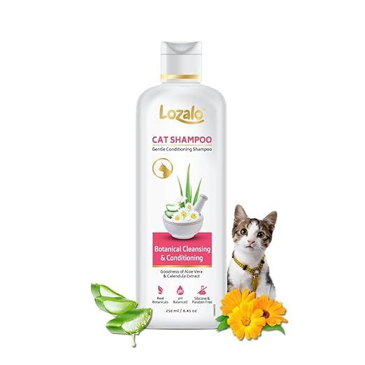 Lozalo Botanical Conditioning Cat Shampoo-250ml, Extra Gentle Conditioning Formula, Hydrating, & Cleansing Shampoo for Soft & Silky Cat Fur Coat