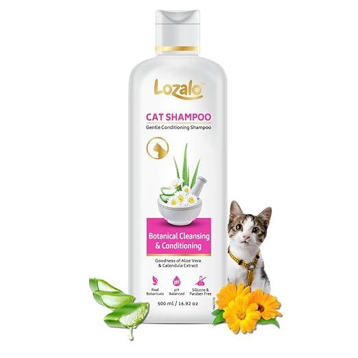 Lozalo Botanical Conditioning Cat Shampoo - 500ml, Hydrating, & Cleansing Shampoo for Soft & Silky Cat Fur Coat,with Calendula Extract, Paraben Free