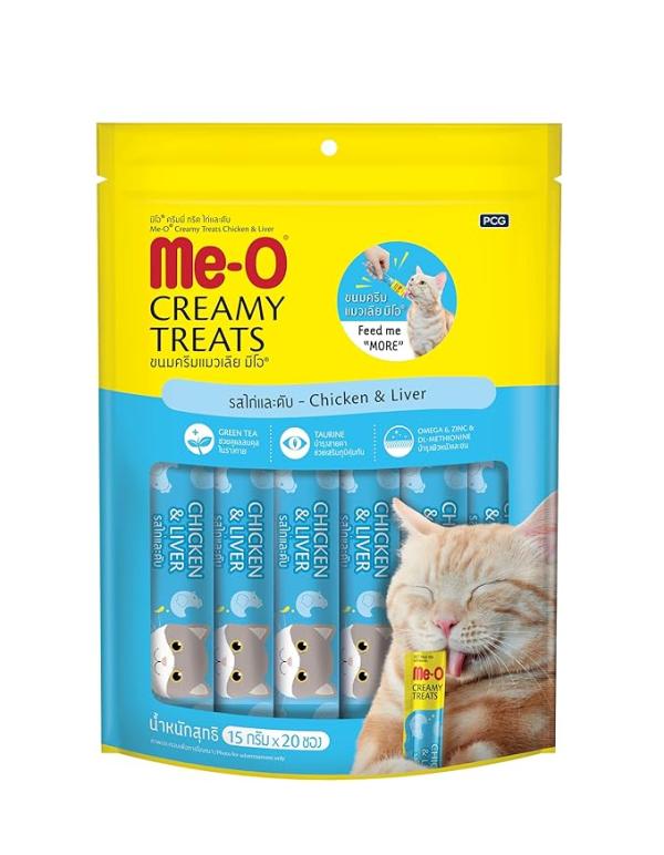 Me-0 Fins Fur and Feathers Creamy Treat Chicken and Liver -Pack of 20 Sticks