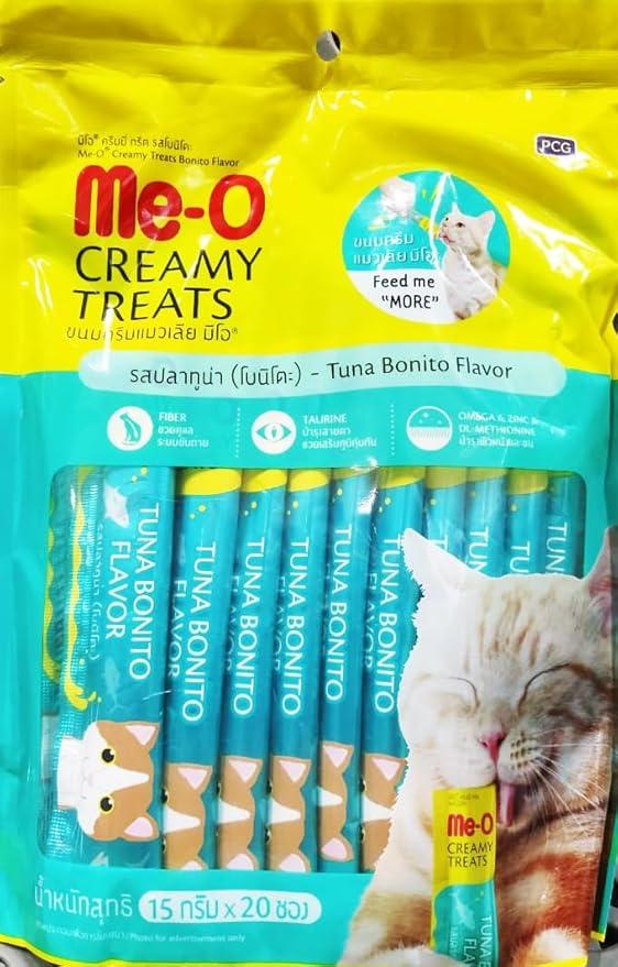 Me-O Creamy Adult cat Treat (Bonito Flavor) -Pack of 20 Sticks