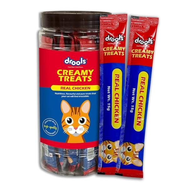 Drools All Life Stages Creamy Lickable Cat Treats 375g, (15g x 25) Jar | Chicken Flavour | All Life Stages | Creamy Nature | Irresistibly Tasty