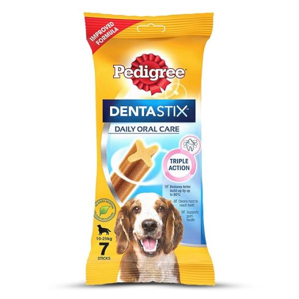 Pedigree Dentastix Oral Care Dog Treat, Adult Medium Breed (10-25 kg), 180 g, Recommended by Vets, Supports Gum Health, Reduces Risk of Gum diseases