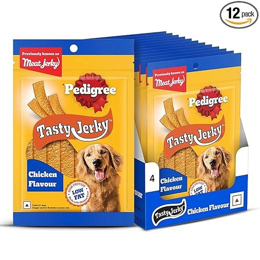 Pedigree® Tasty Jerky™ Dog Treat, Chicken Flavour, 70 g x 12, Jerky-Style Treats for Bonding, Low-Fat and Rich-Protein* Dog Treat