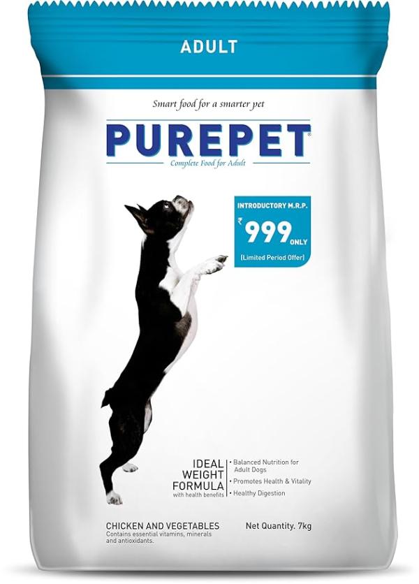 Purepet Adult Dry Dog Food 7kg | Chicken & Vegetable Flavour | Digestive Health | Promotes Health & Vitality | Healthy Digestion | Balanced Nutrition
