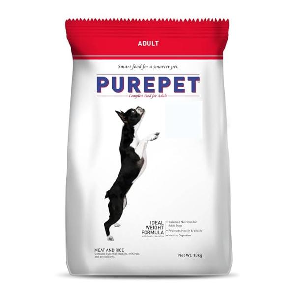 Purepet Adult Dry Dog Food 10kg | Meat & Rice Flavour | Promotes Health & Vitality | Immune Support | Healthy Digestion | Nutrient Rich
