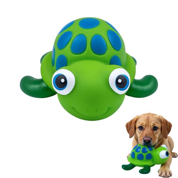 Turtle Squeaky Dog Toy for Puppies & Small Dogs | Chewable, Durable Rubber | Cute Green Pet Toy with Sound | Safe, Non-Toxic, Interactive Play