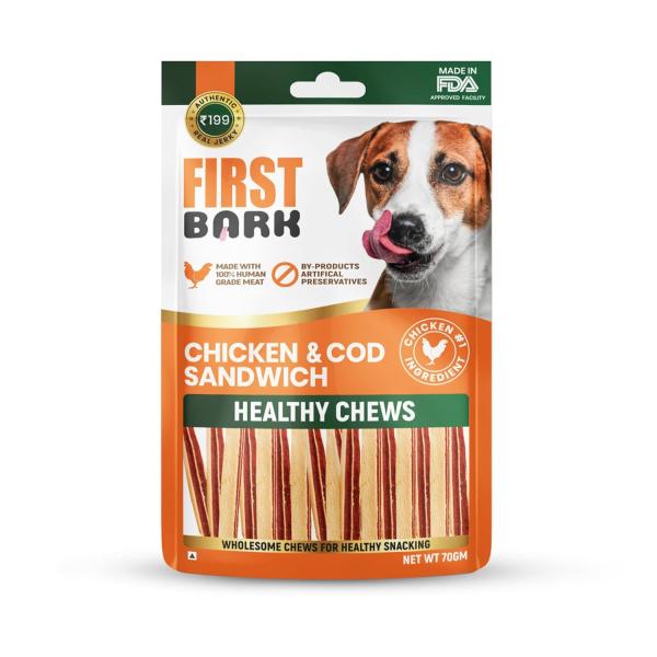 First Bark Dog Treats for Adult Dog & Puppy – Healthy Chews Chicken & Cod Fish Jerky for Dogs, Small Dogs & Shih Tzu | Dog Snacks & Puppy Treats