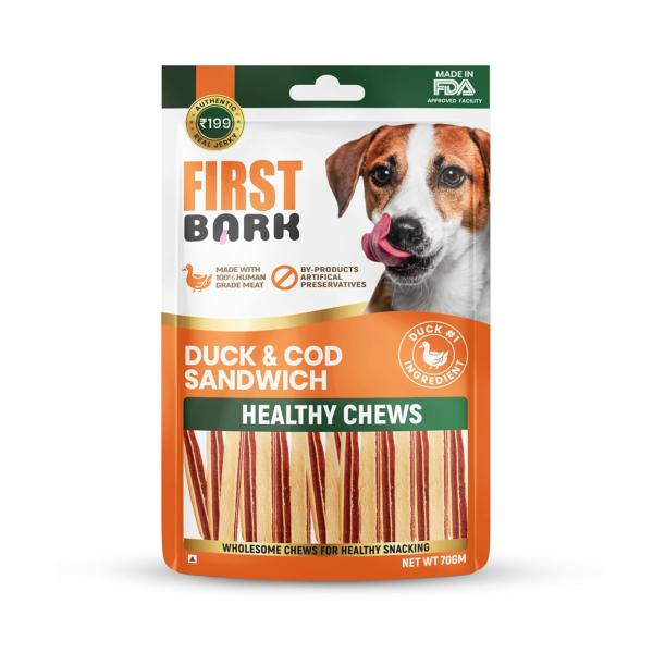 First Bark Dog Treats for Adult Dog & Puppy – Healthy Chews Duck & Cod Fish Jerky for Dogs, Small Dogs & Shih Tzu | Dog Snacks & Puppy Treats
