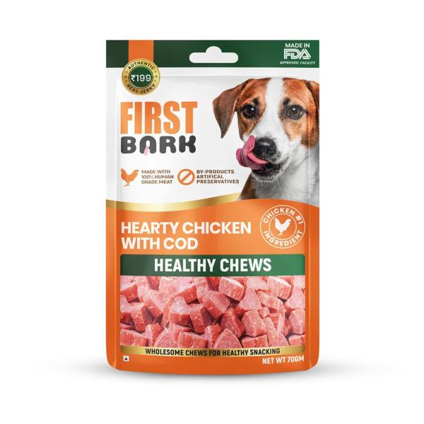 First Bark Dog Treats for Adult Dog & Puppy – Healthy Chews Chicken & Cod Fish Jerky for Dogs, Small Dogs & Shih Tzu | Dog Snacks & Puppy Treats