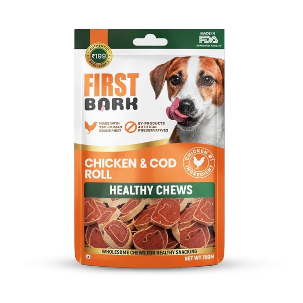 First Bark Dog Treats for Adult Dog & Puppy – Healthy Chews Chicken & Cod Fish Jerky for Dogs, Small Dogs & Shih Tzu | Dog Snacks & Puppy Treats