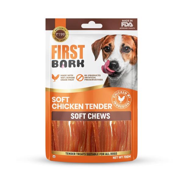 First Bark Dog Treats for Adult Dog & Puppy – Soft Chews Tender Chicken Jerky for Dogs, Small Dogs & Shih Tzu | Easy-to-Chew Puppy Treats & Dog Snacks