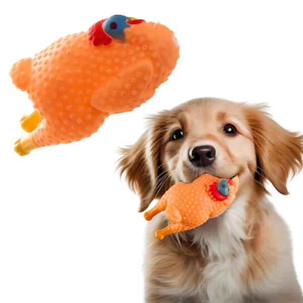 Squeaky Rubber Chicken Dog Toy – Interactive Chew & Fetch Toy for Dogs
