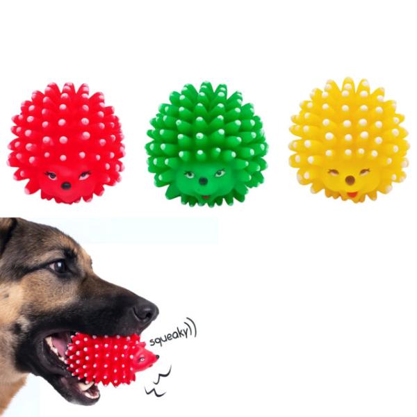 Spiky Hedgehog Squeaky Dog Toy – Durable Rubber Chew & Dental Cleaning Toy (Assorted Colors)