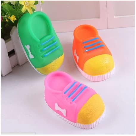 Sneaker Shape Squeaky Dog Toy – Durable Rubber Chew Toy for Dogs (Assorted Colors)