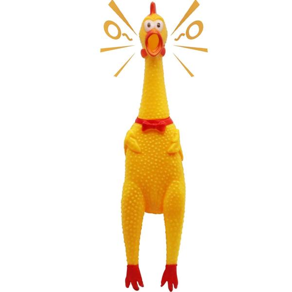 Medium Squeaky Rubber Chicken Dog Toy – Interactive Chew & Fetch Toy for Dogs