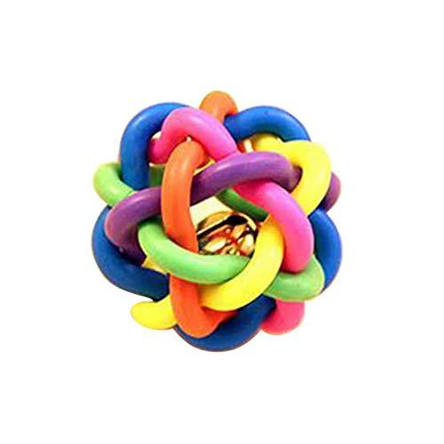 Multicolor Rubber Knot Ball Dog Toy – Interactive Chew & Rattle Toy for Dogs