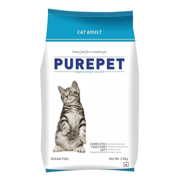Purepet Adult Dry Cat Food 2.8kg | Ocean Fish Flavour | Taurine for Healthy Heart | Healthy Skin & Beautiful Coat | Control Urinary pH