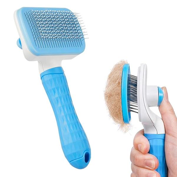 Self Cleaning Slicker Pet Grooming Brush | Pet Cleaning Tool Suitable for All Pets | Rectangular Shape