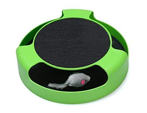 Catch The Mouse Cat Scratcher Interactive Toy with a Running Mice and a Scratching Pad for Cats & Kittens (Green, Catch The Mouse)
