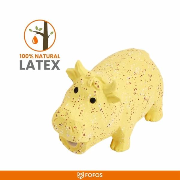 FOFOS Latex Ox Squeaky Dog Toy - 100% Natural Rubber & Squeaky Toys for Dogs, Lightweight Dog Toys for Medium Dogs (0-20kgs) - Yellow