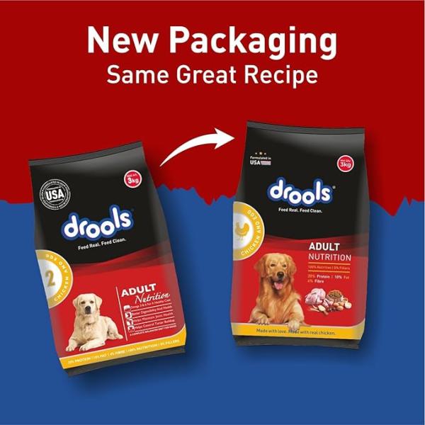Drools Adult Dry Dog Food 3kg  | Chicken and Egg Flavour | Active behaviour | Digestive Health | Immunity 