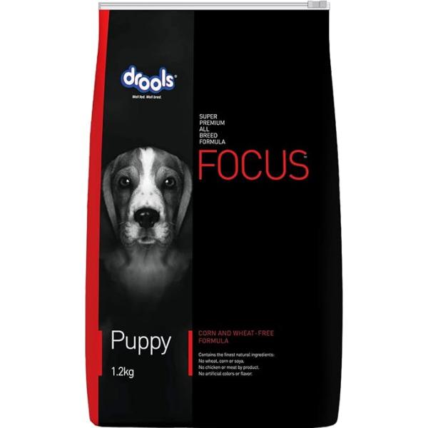 Drools Focus Premium Puppy Dry Dog Food 1.2kg Pack | Chicken Flavour | Growth & Intelligence | Digestive Health | Healthy Skin & Coat 