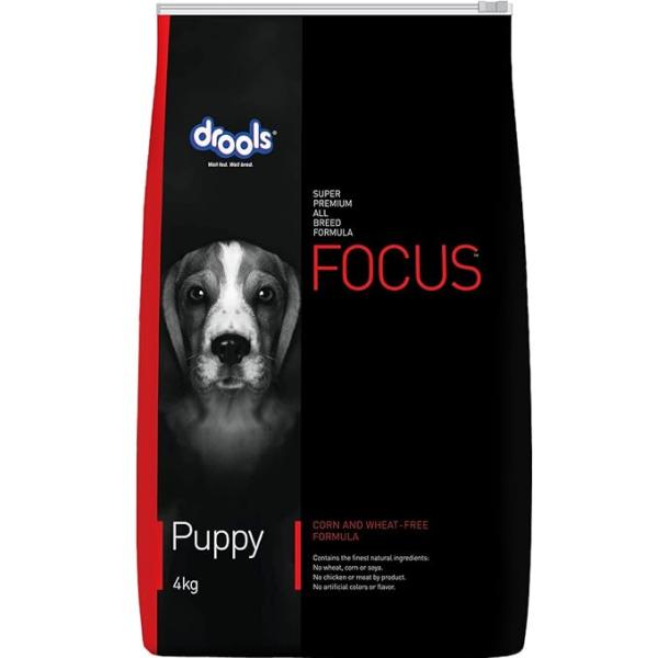 Drools Focus Puppy Super Premium Dry Dog Food 4kg Pack | Chicken Flavour | Growth & Intelligence | Digestive Health | Healthy Skin & Coat