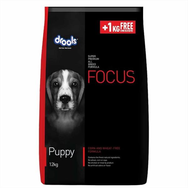 Drools Focus Puppy Dry Dog Food, 12 kg (+1kg Extra Free Inside)
