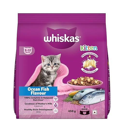 Whiskas Junior Mother Cat & Kitten (2-12 Months) Dry Cat Food, Ocean Fish Flavour, 450 g, Contains 41 Essential Nutrients, Complete Nutrition