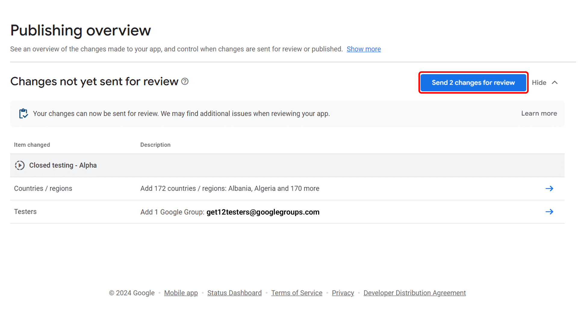 Submitting closed testing changes for review