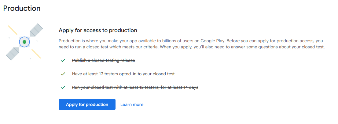 Production checklist view